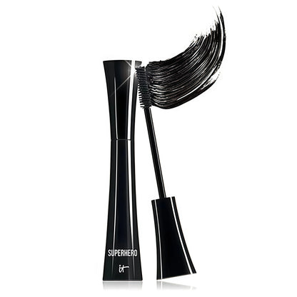 IT Cosmetics Superhero Mascara Black – Volumizing & Lengthening, Buildable Volume, Hydrolyzed Collagen, Biotin, Peptides, Lifting & Curling Formula, Super Black Pigment, Suitable for Sensitive Eyes